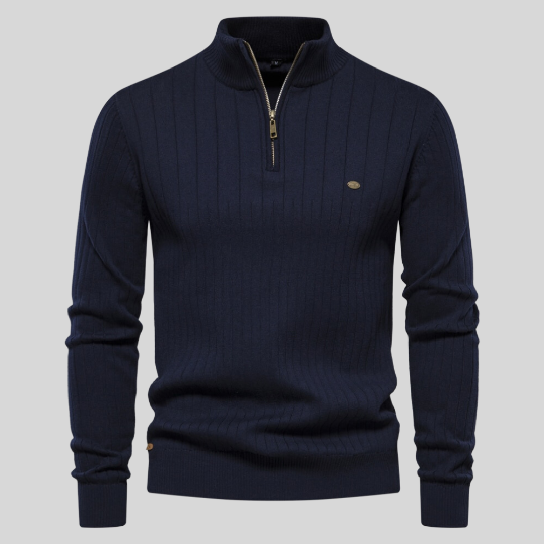 Herren-Strickpullover Mit Halbem Reißverschluss | Lange Ärmel