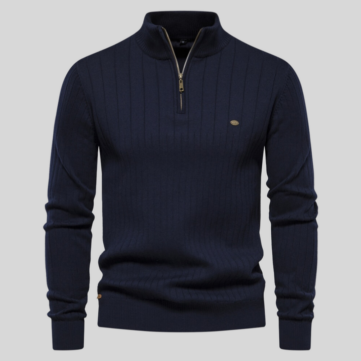 Herren-Strickpullover Mit Halbem Reißverschluss | Lange Ärmel