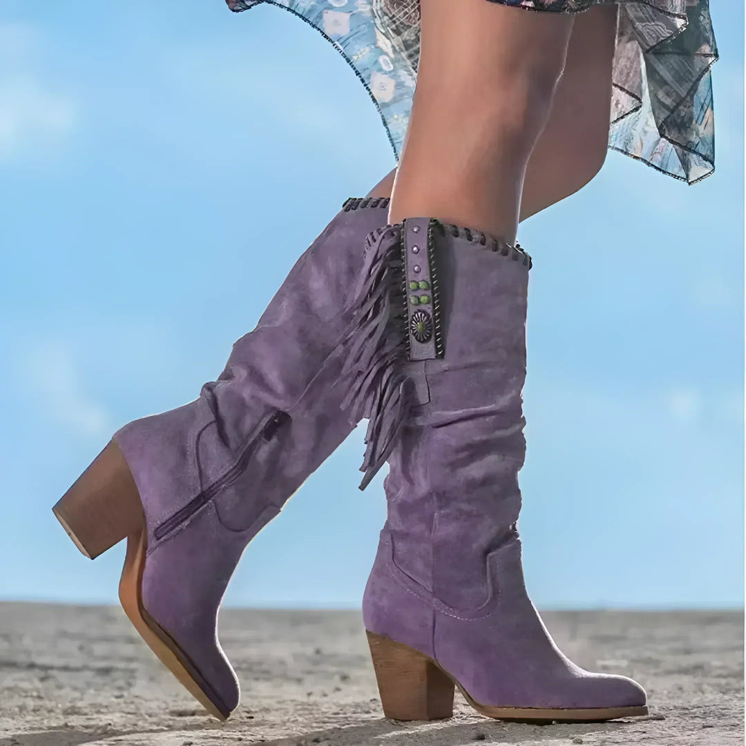 Boho Cowboy-Stiefel Für Damen | Wadenlang
