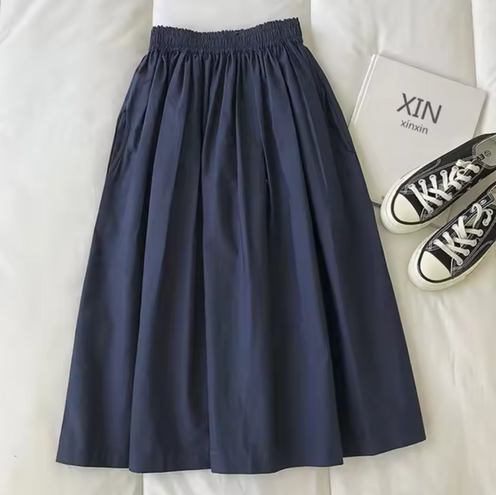 Damen-Midi-Rock mit gesammeltem Taillenband