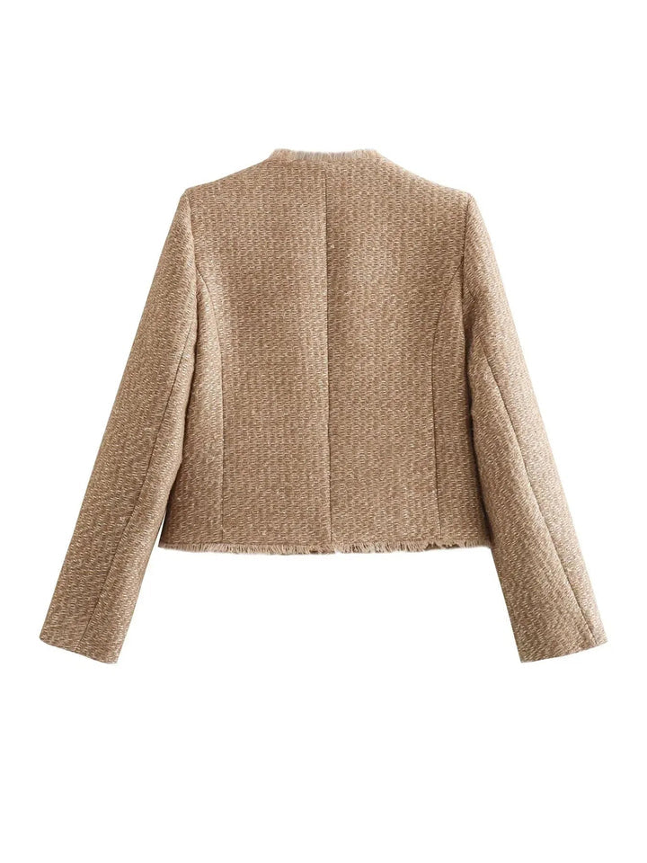Lässige Tweedjacke Für Damen | Knopfdetail