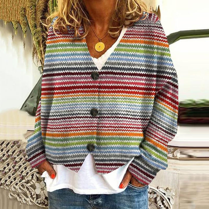Damen Strickjacke Mit Knopfleiste | Mehrfarbig