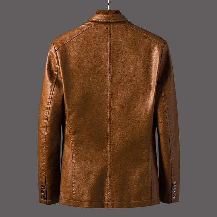 Herren Veganer Leder Jacke mit Taschen and Knöpfen