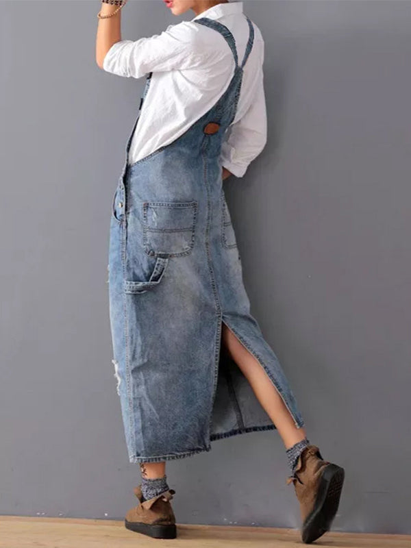 Denim-Midi-Overallkleid für Damen