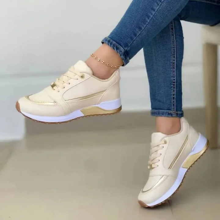 Damen Alle Jahreszeiten-Dicker Sohle Sneaker mit and Schnürung