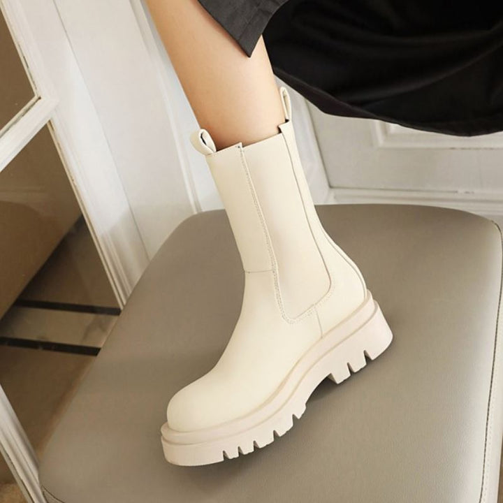 Damen Plateaustiefel aus Veganleder