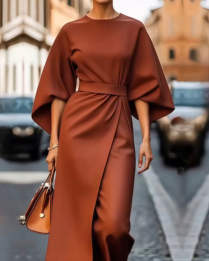 Elegantes Midi-Wickelkleid mit Gürtel für Damen