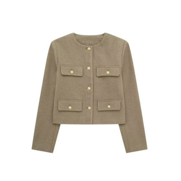 Kurze Vintage Damenjacke | Knopfdetail