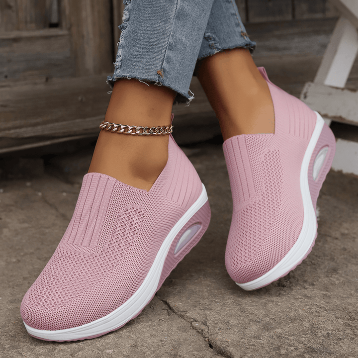 Damen Slip-On Mesh-Plateau-Sneaker mit Luftgepolsterter Sohle