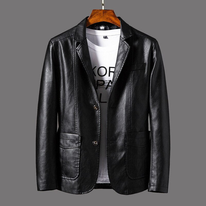 Herren Veganer Leder Jacke mit Taschen and Knöpfen