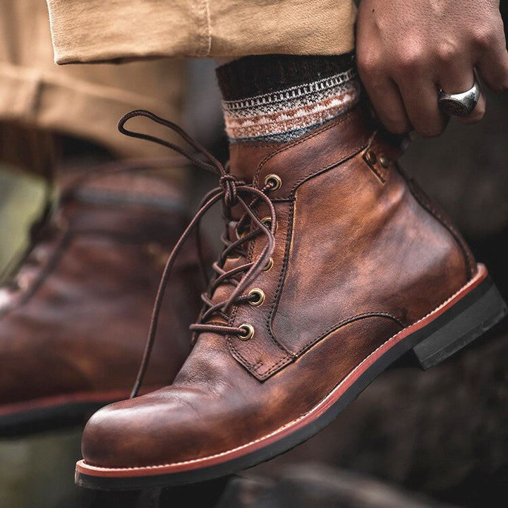 Herren Alle Jahreszeiten Veganem Leder Stiefel mit Schnürung