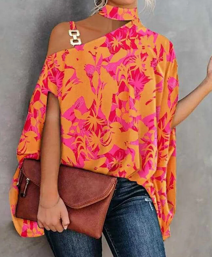 Gemusterte Bluse mit Cut-Out-Ausschnitt für Damen