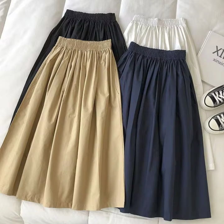 Damen-Midi-Rock mit gesammeltem Taillenband