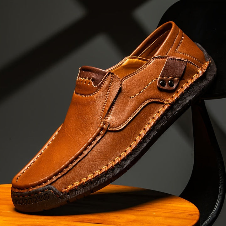 Herren Alle Jahreszeiten Veganem Leder Loafers mit Ziernaht-Design