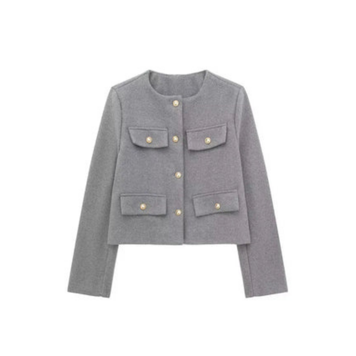 Kurze Vintage Damenjacke | Knopfdetail