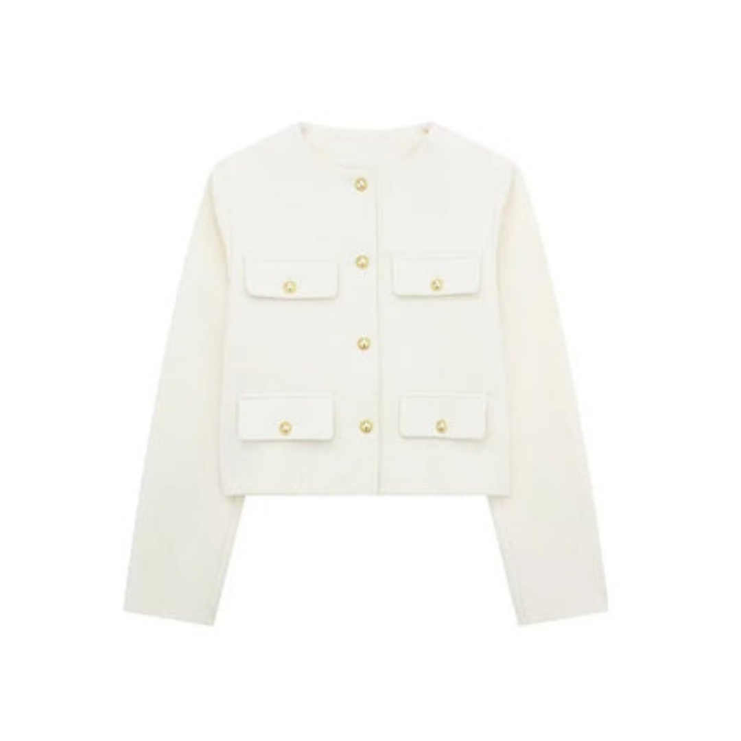 Kurze Vintage Damenjacke | Knopfdetail