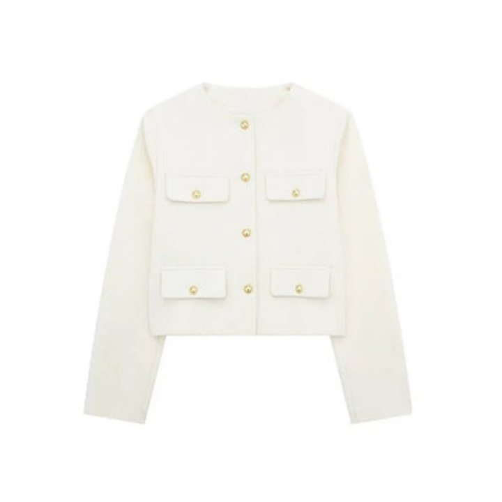 Kurze Vintage Damenjacke | Knopfdetail