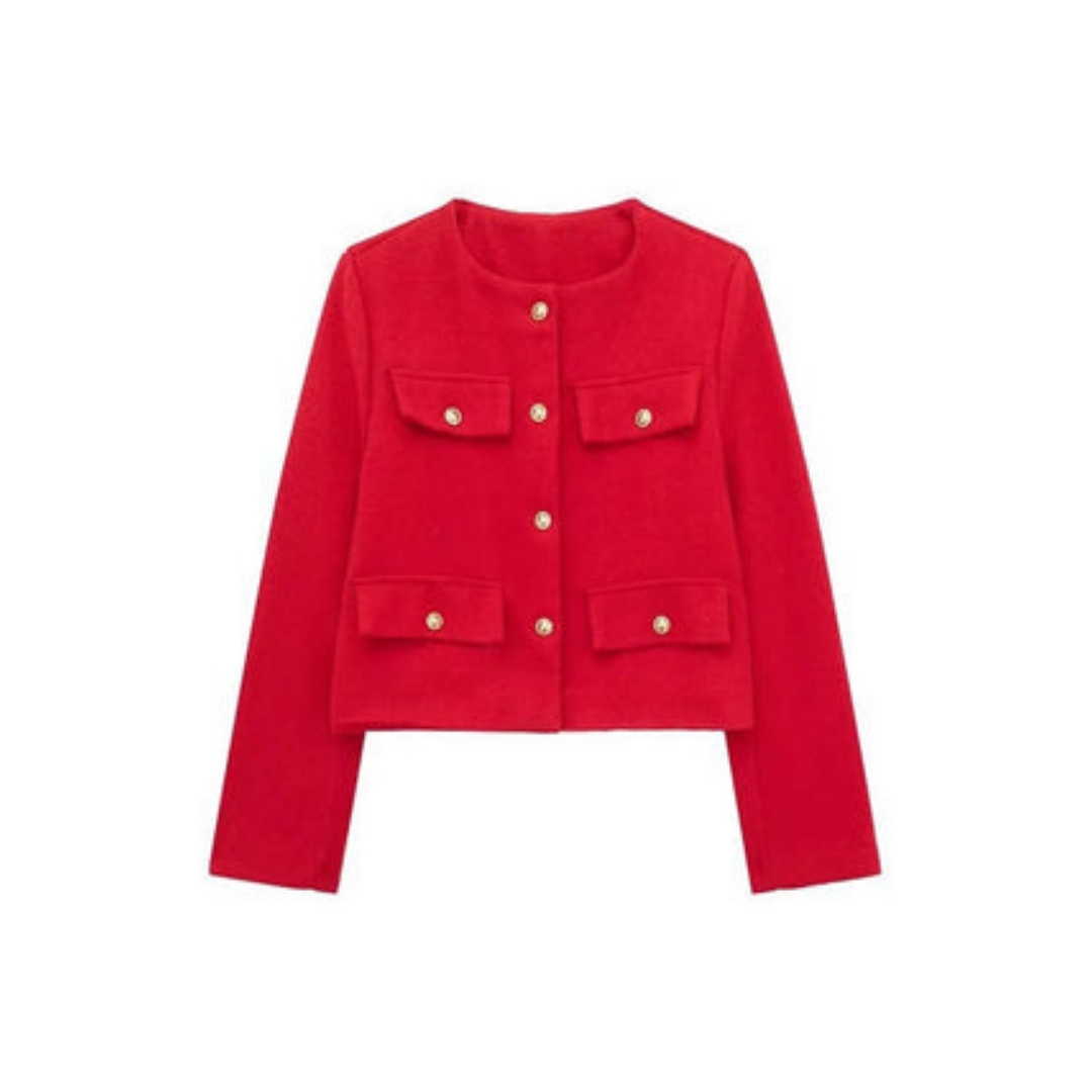 Kurze Vintage Damenjacke | Knopfdetail
