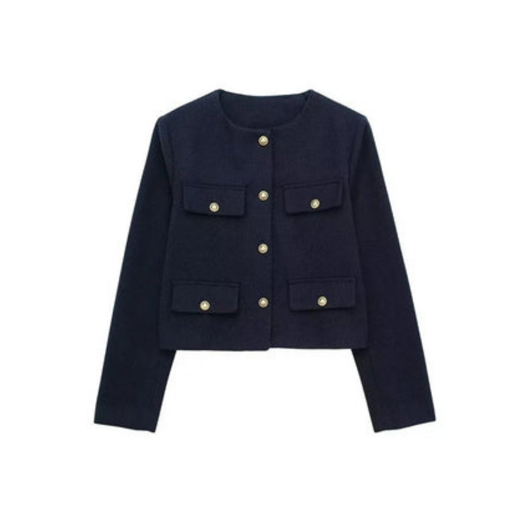 Kurze Vintage Damenjacke | Knopfdetail