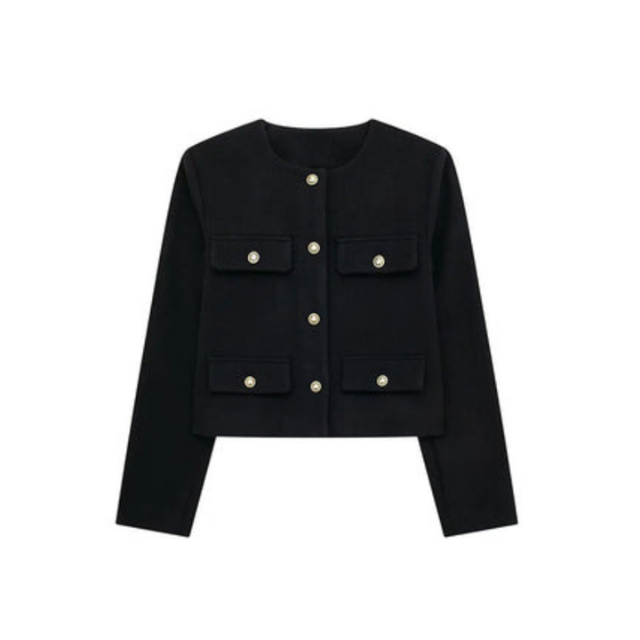 Kurze Vintage Damenjacke | Knopfdetail