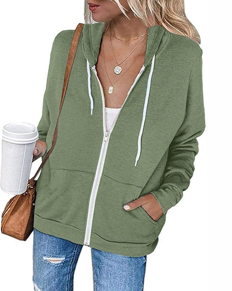 Damen Kapuzen Strickjacke | Mit Reißverschluss