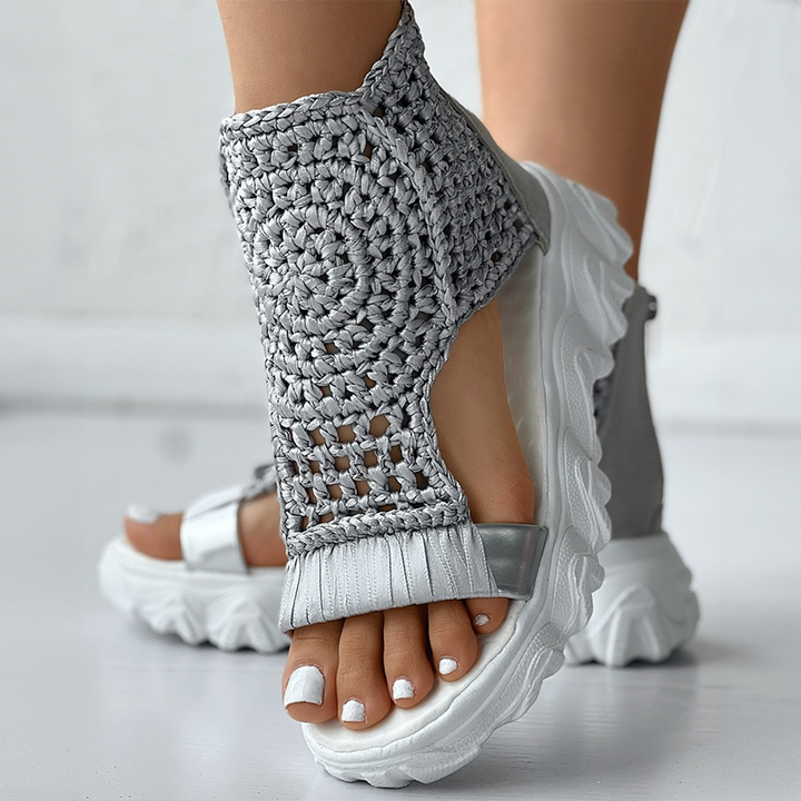 Damen Sandalen mit offener Zehenpartie und Chunky-Plateau-Sohle