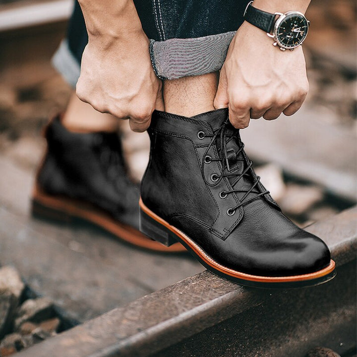 Herren Alle Jahreszeiten Veganem Leder Stiefel mit Schnürung