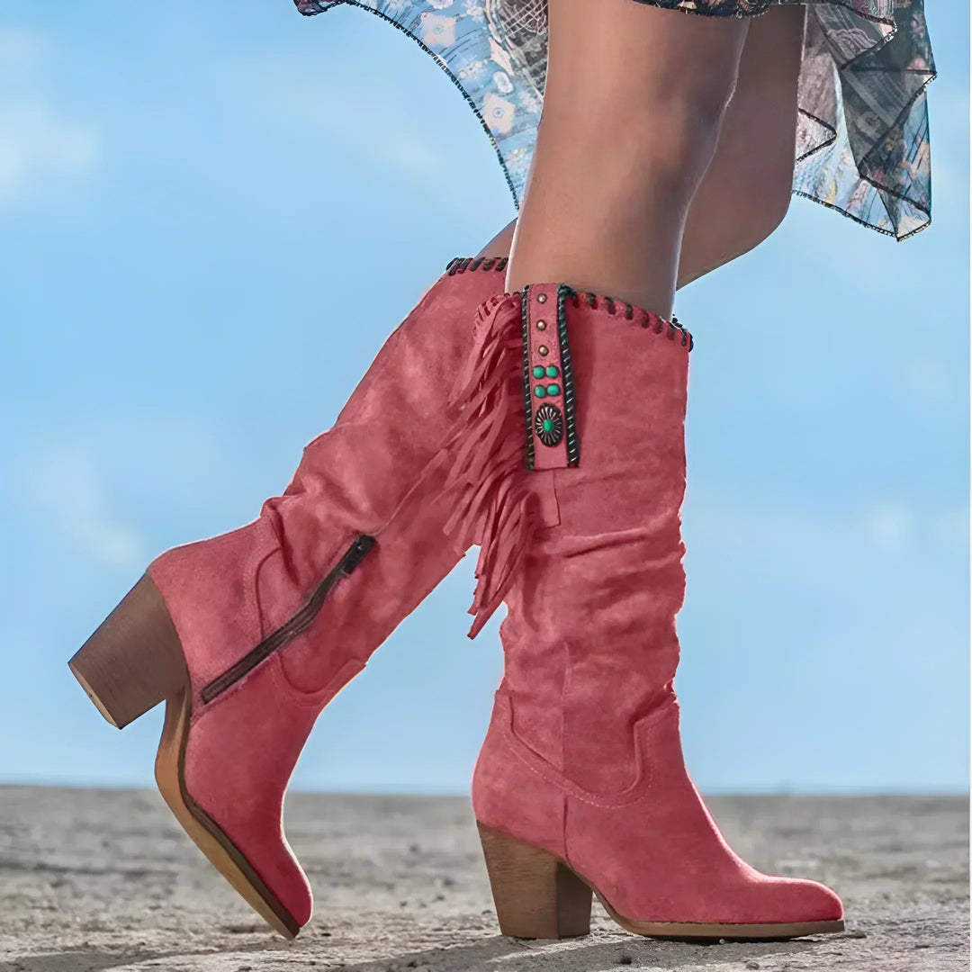 Boho Cowboy-Stiefel Für Damen | Wadenlang