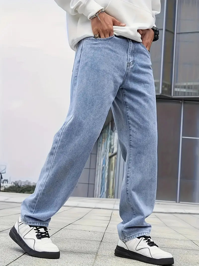 Freizeit Leicht Gewaschene Herrenjeans | Gerades Bein