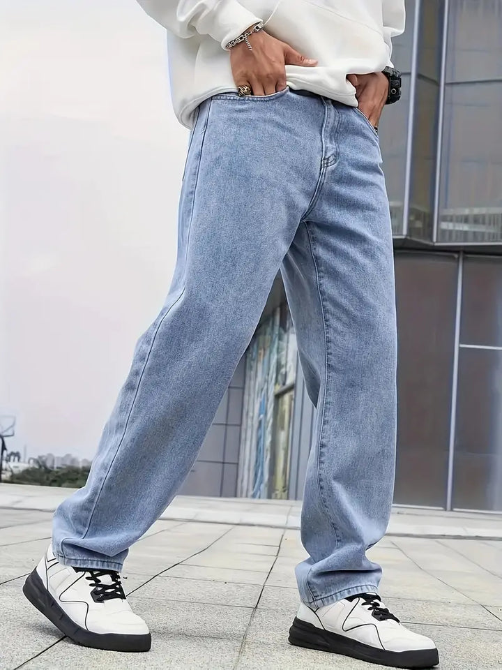 Freizeit Leicht Gewaschene Herrenjeans | Gerades Bein