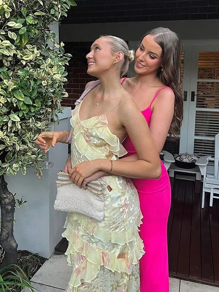 Damen Maxikleid mit mehreren Stufen