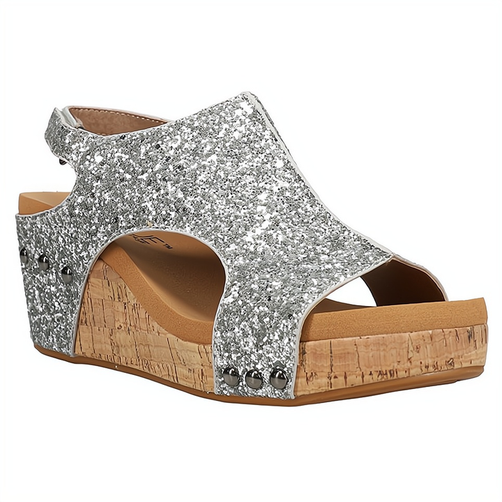 Glitzer Wedge-Sandalen für Damen