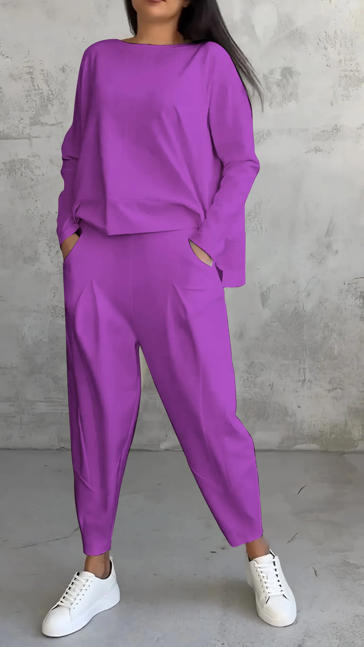 Loungewear-Set Aus T-Shirt Und Hose Für Damen | Langarm