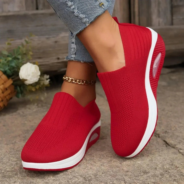 Damen Slip-On Mesh-Plateau-Sneaker mit Luftgepolsterter Sohle