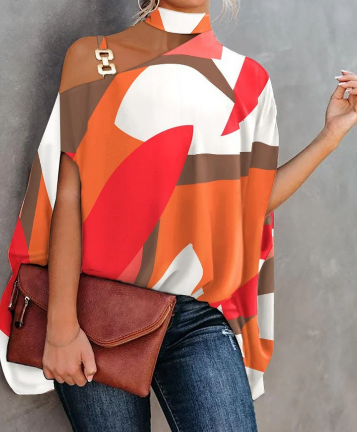 Gemusterte Bluse mit Cut-Out-Ausschnitt für Damen