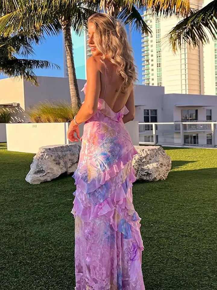Damen Maxikleid mit mehreren Stufen