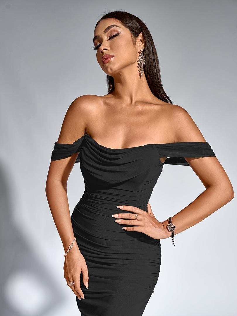 Damen Maxi Hochzeitsgastkleid | Schulterfrei