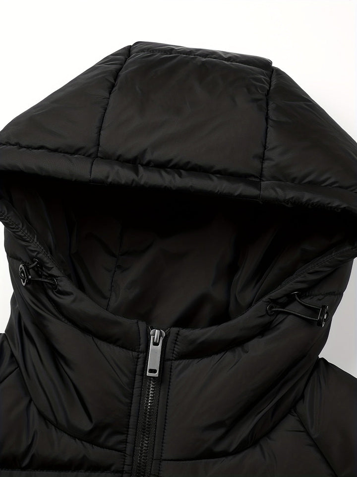 Herren Lässige Daunenjacke Mit Kapuze | Durchgehender Reißverschluss