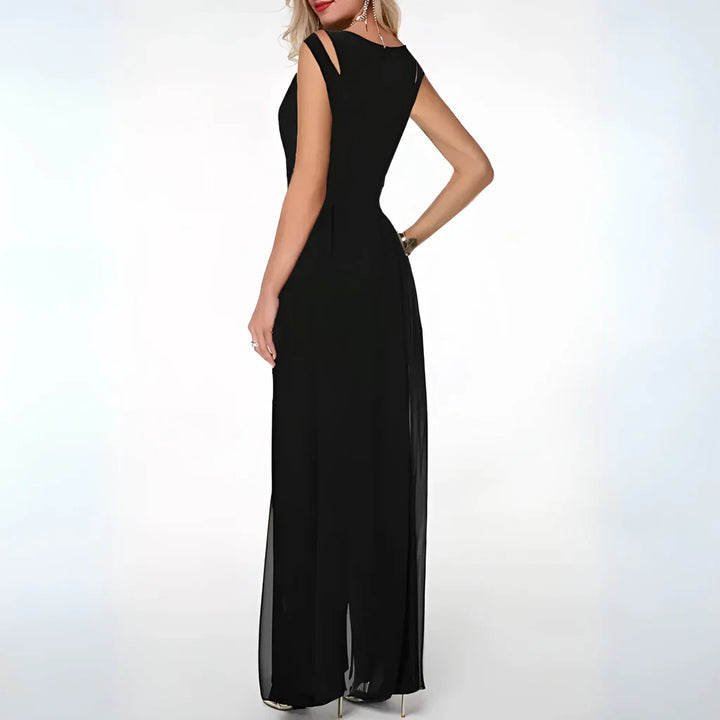 Damen Bodenlanger Jumpsuit mit Rock und Cut-out Schulterdetails
