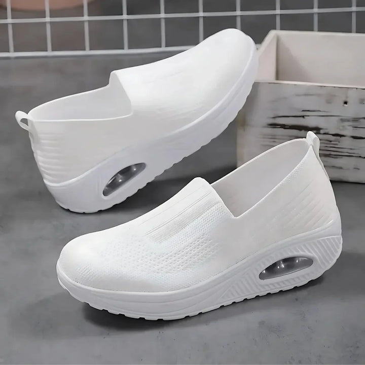Damen Slip-On Mesh-Plateau-Sneaker mit Luftgepolsterter Sohle