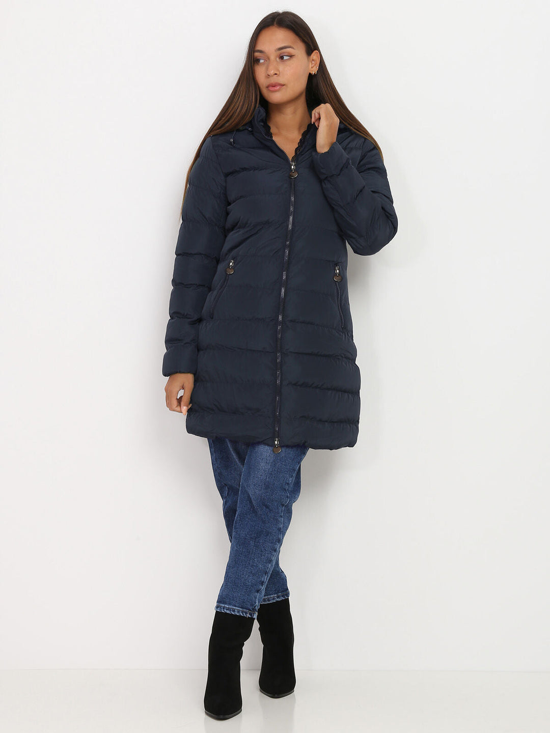 Damen Daunen Winterjacke Mit Kapuze | Reißverschluss