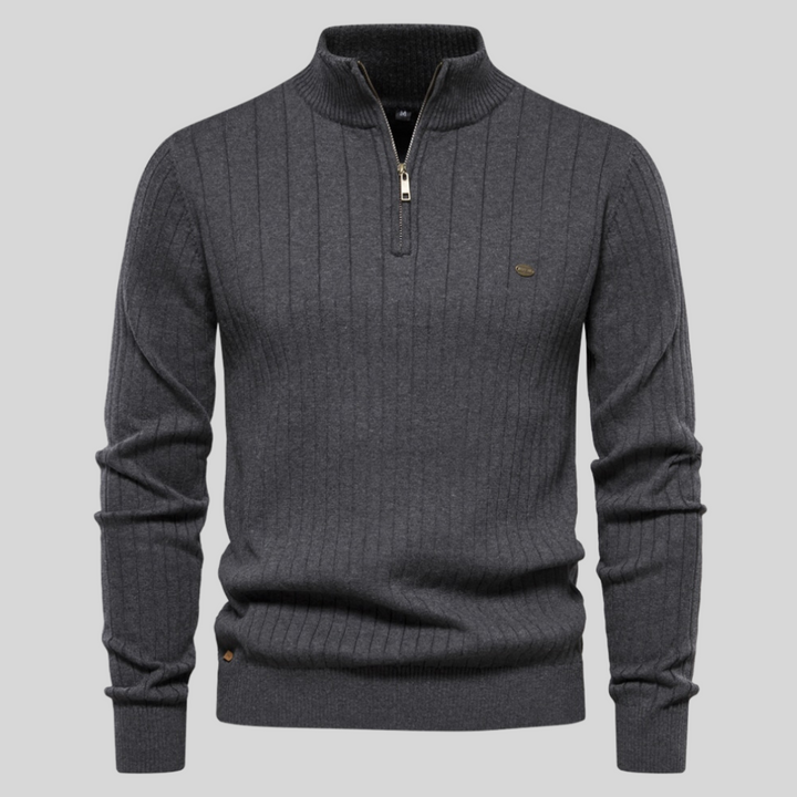 Herren-Strickpullover Mit Halbem Reißverschluss | Lange Ärmel