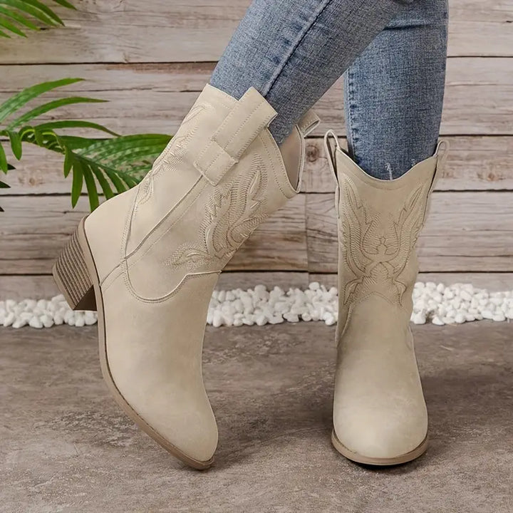 Damen Jeans-Cowboy-Stiefel | Blockabsatz