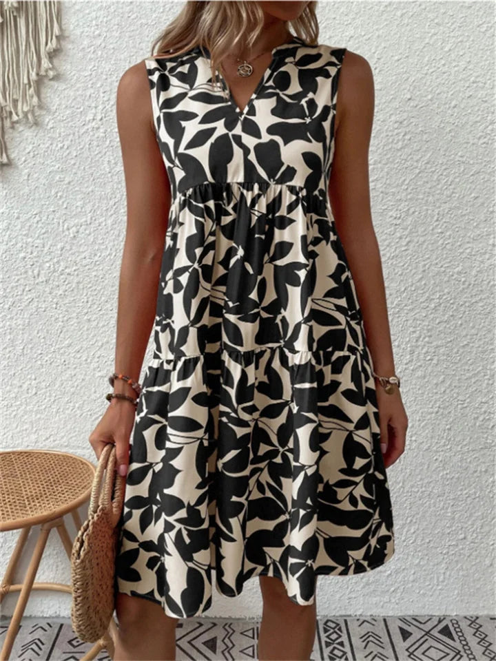 Damen-Sommerkleid mit Blätterprint