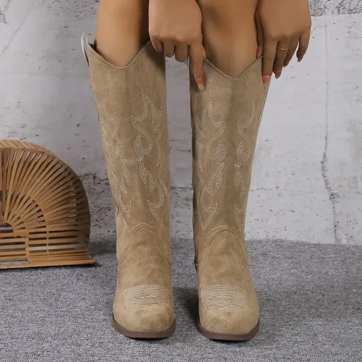 Wildleder-Cowboy-Stiefel Für Damen | Stilvoll