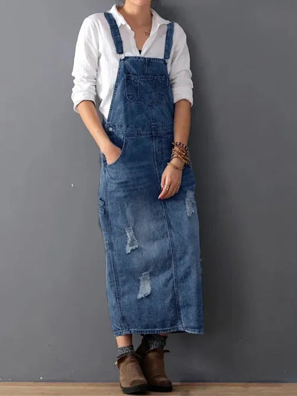 Denim-Midi-Overallkleid für Damen