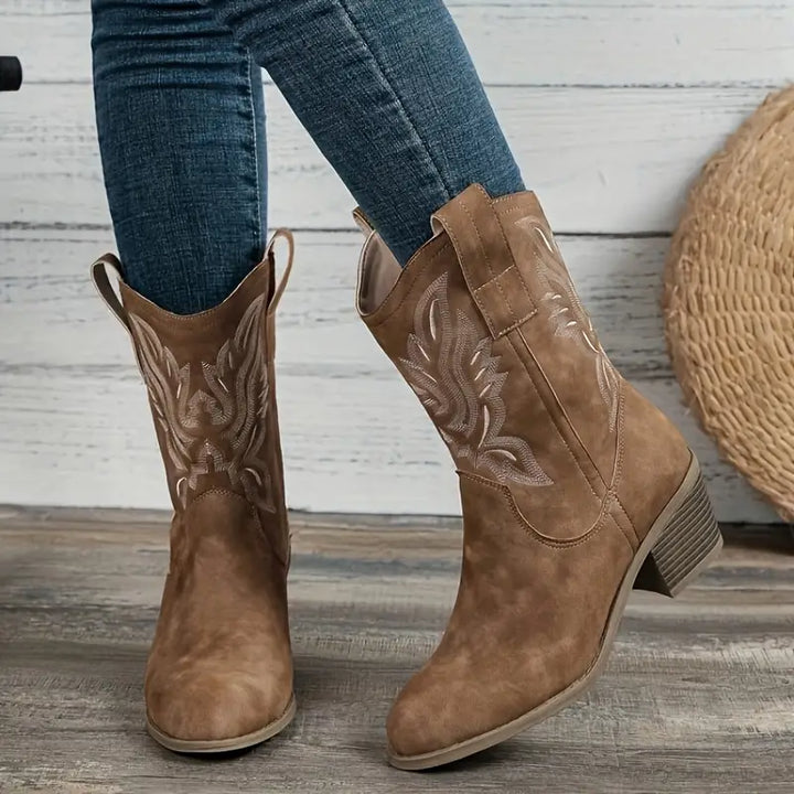 Damen Jeans-Cowboy-Stiefel | Blockabsatz