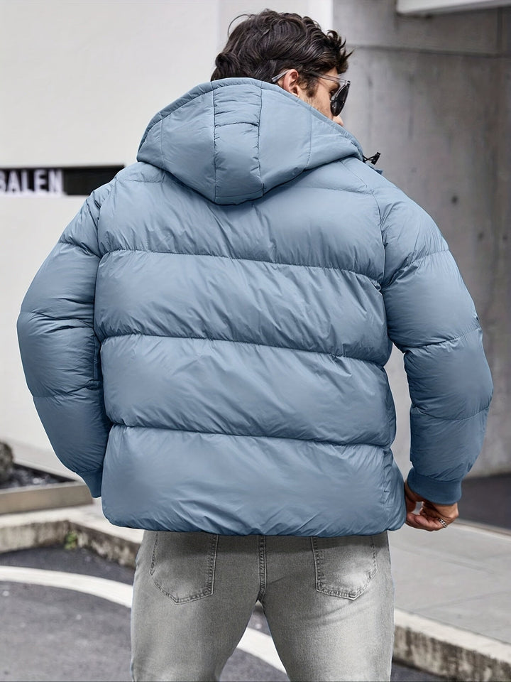 Herren Lässige Daunenjacke Mit Kapuze | Durchgehender Reißverschluss