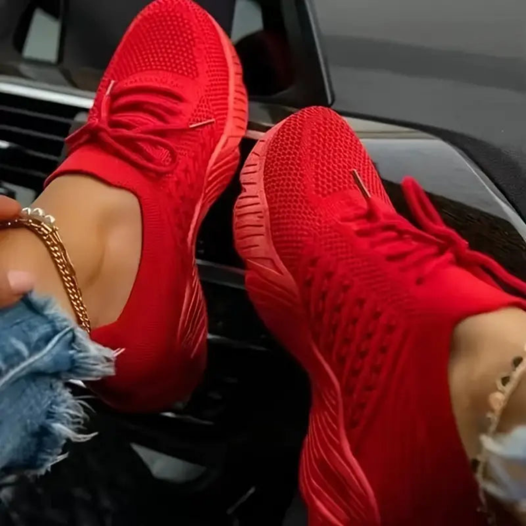 Damen Strick-Sneaker mit Schnürung