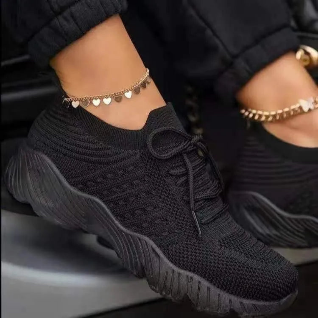 Damen Strick-Sneaker mit Schnürung